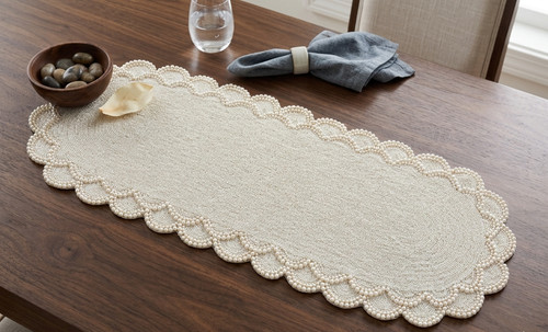 Pearls and beads table runner - and,