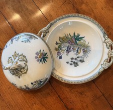 Antique Edge Malkin & Co Chang White Chinoiserie Covered Serving Dish Tureen 