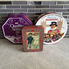 3 Empty advertising tins. 2 sweet Tins . Vintage Christmas tin. Collectable