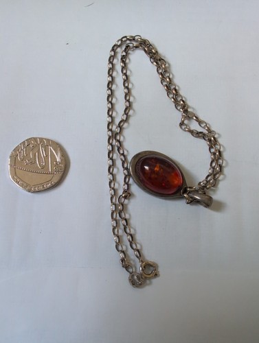 Vintage silver amber pendant - vintage,