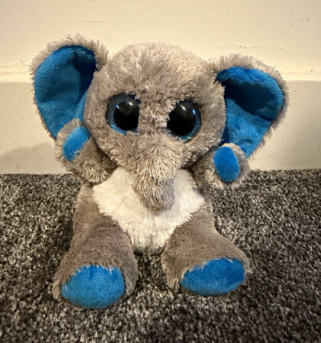 Grey blue white plush - blue, elephant
