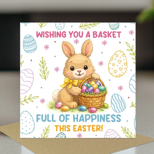 Cute easter bunny card happy - easter,