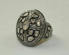 Polki Pave Diamond Ring 925 Sterling Silver Victorian Jewelry Handmade Ring Gift