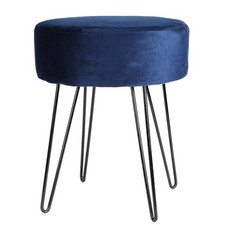 Round Velvet Footstool Ottoman