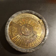 Vtg. 3" For 40 Years Calendar 1986-2025 Black Marble & Brass Office Desk Decor