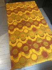 Vintage 1960-70’s Mod XL Upholstery Fabric, Flower Power Orange/ Yellow 42 X 80”