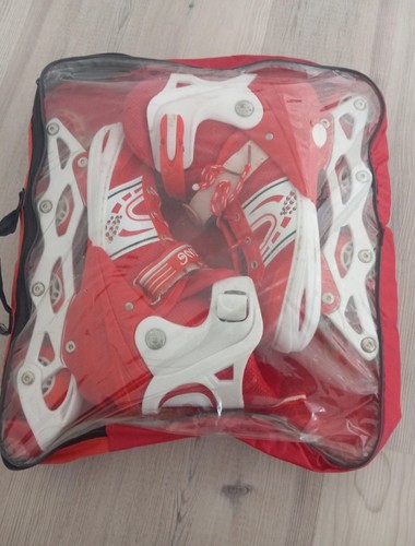 Red white inline skates - red,