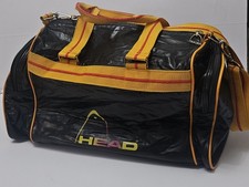 Vintage Head Holdall Bag Sports Gym Retro black yellow faux Leather 