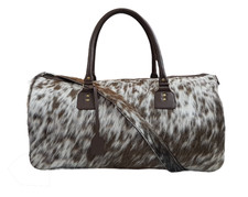 Unisex Genuine Hair-On Cowhide Leather Duffle Bag Handmade Travel Unique Bag