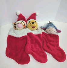Winnie The Pooh Tigger Eeyore Christmas Stocking Plush 3D 19" Santas Best Lot 3
