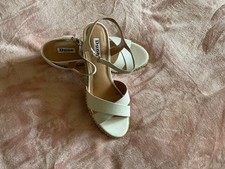 Dune cream low wedge leather