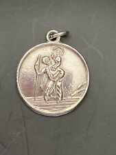 Vintage Silver Simple St Christopher Pendant Necklace