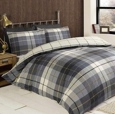 Classic Tartan Duvet Set - Double Blue