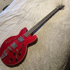 Gear4music San Francisco Semi-Acoustic Bass Guitar Red Very Good Condition