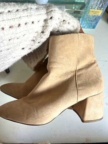 Beige suede ankle boots - beige,