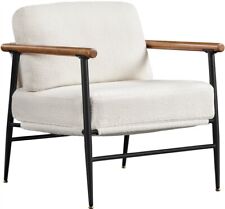 Modern Armchair, Boucle Living Room Accent Chair with Pillow and Cushion, Ivory