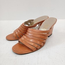 Salvatore Ferragamo Mule Sandals UK 2.5 US 5.5B Orange Leather Heels RMF30-SM