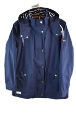 JOULES Blue Rain Coat size Uk 12 Womens Hooded Jacket Casual Outdoors Outerwear