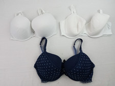 M&S 3pcs Bundle Bras Size 38DD White Front Fastening Blue Mesh Push Up New F2