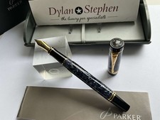 Parker Duofold International Blue Marbled fountain pen 18K medium gold nib