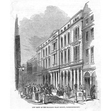 LONDON Depot of the Religious Tract Society Paternoster Row - Antique Print 1844