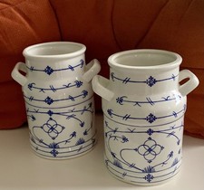 Pair of Vintage Geschenkidee Indian Blue & White Walter Vases , Milk Urns 