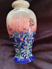 Old Tupton Ware Floral Vase With Butterflies H14.5 Inch Tall Vgc