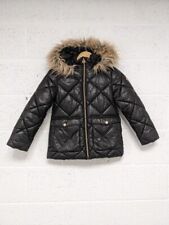 Michael Kors Quilted Coat Faux Fur Hooded Black Kids Girls 7-8 Years