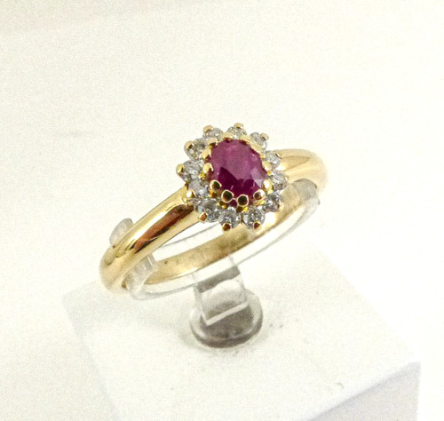 18ct gold ruby - gold, diamond