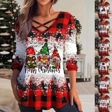 Womens Christmas Plaid Check T