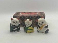 Mini Handmade Hand painted Panda Figures Trio - Chinese Panda Bear