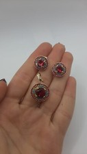 Jewelry Set,earrings pendant,fuchsia, multicolour stones,golden colour xuping 