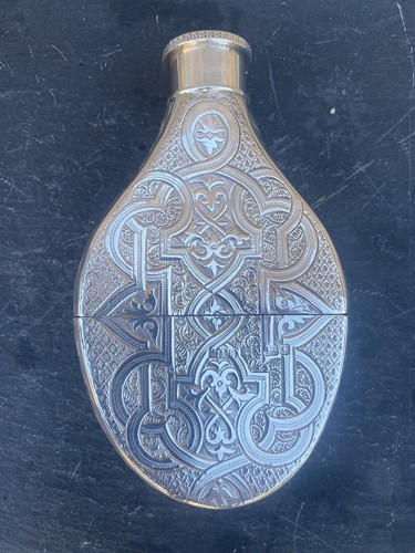 Tear shaped silver - shaped, flask