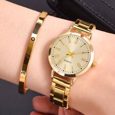 Watch Set Bracelet Gift Women Ladies Gold Fashion Wristwatch LOVE Jewellery UK