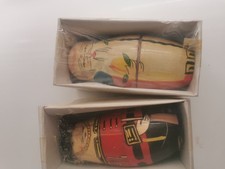 Wooden Russian Nesting Dolls Matryoshka Babushka Set Hand Painted Vintage x2