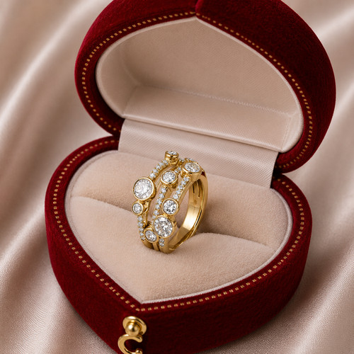 New gold moissanite - new, stacking