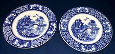 2 EARLY ENGLISH " OLDE ALTON WARE " BLUE & WHITE 7 INCH PLATES IN GOOD CONDITION