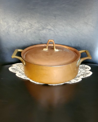 French copper pot with lid - with, and