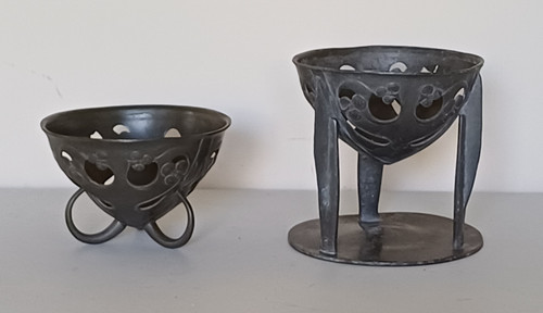 Footed pewter bowl and stand