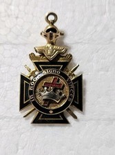 Masonic Knight Templar Fob Medallion Charm w/ Helmet Gold Filled 1890