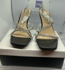 Cink Me Women’s New Black Strappy Clear Heel Glitz Sandals Heels Shoes Size UK 5