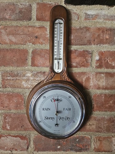 Vintage wooden barometer - vintage,