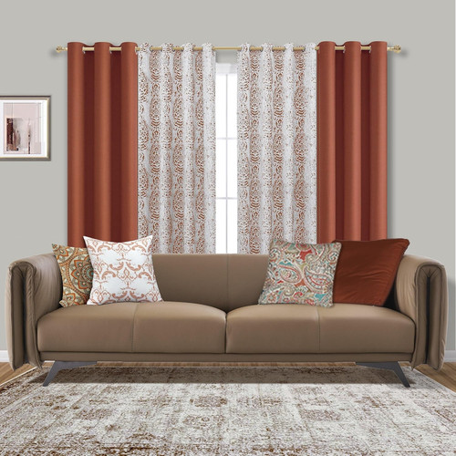 Terracotta damask blackout - terracotta,