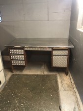 Vintage Desk/ Bench stainless steel top. Man cave , workshop