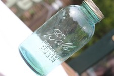 Green antique 'Ball' large half-gallon canning or storage jar from USA