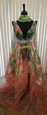 Ethereal Rainbow Garden Nymph Floral Lehenga Saree Sari Bridal Wedding Ballgown 