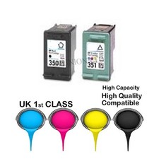 REMANUFACTURED HP 350 Black & 351 Colour Ink Cartridges for hp printer