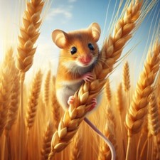 Cute Field Mouse in Wheat