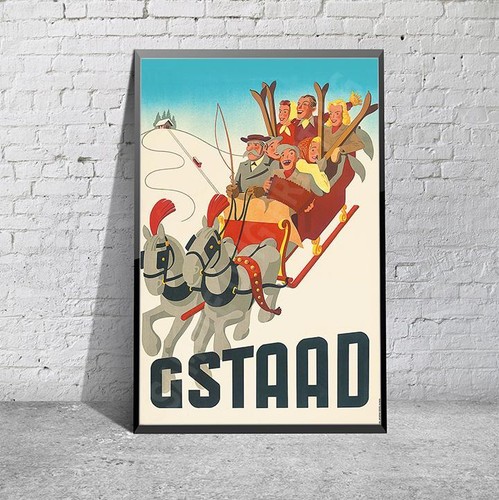 Vintage gstaad skiing - vintage, travel