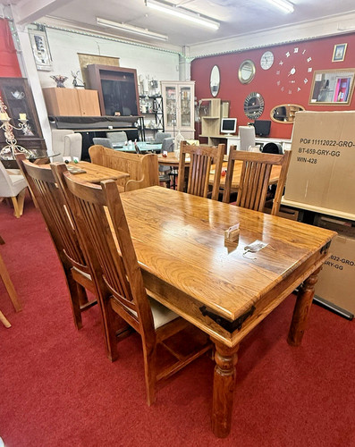 Sheesham wood rustic dining - wood,